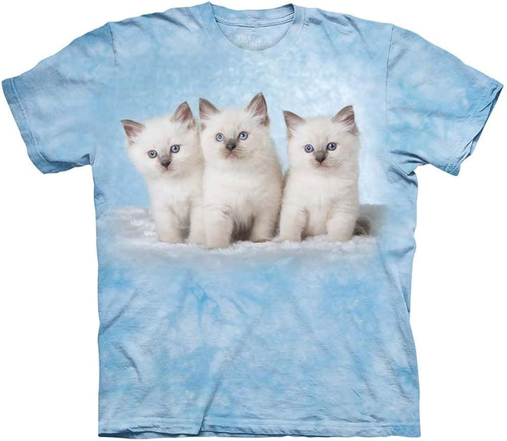 The Mountain 100% Cotton Cloud Kittens T-Shirt (Blue, XX-Large)