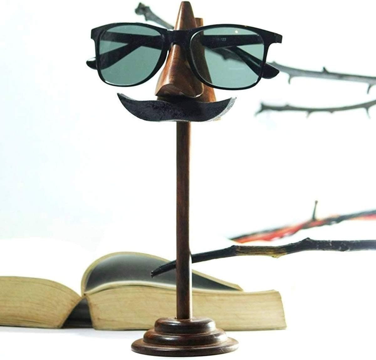 Handicrafzon, Mustache Eyeglass Holder Spectacle Stand with Multi Utility Wooden Glass Holder Specs Display Stand