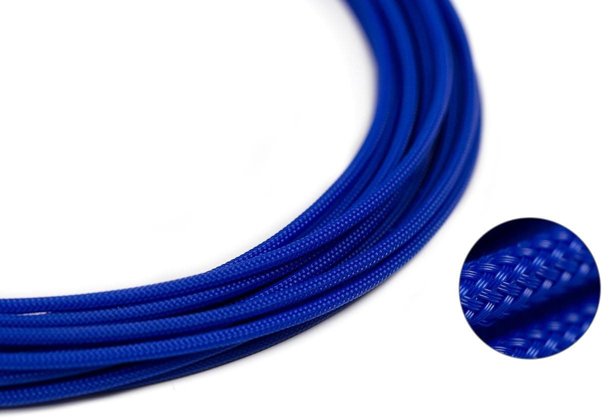 25ft - 4mm ID Electric Blue - Teleios Premium Cable Sleeve - MAINFrame Customs PET Expandable Cable Sleeving