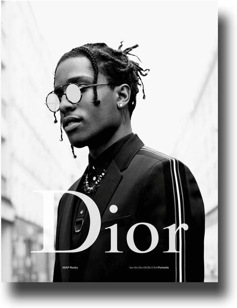 ASAP Rocky Poster Publicity Promo 16x25 inches 2 Glasses Black and White Print Sticker Retro Unframed Wall Art Gifts 40x63cm