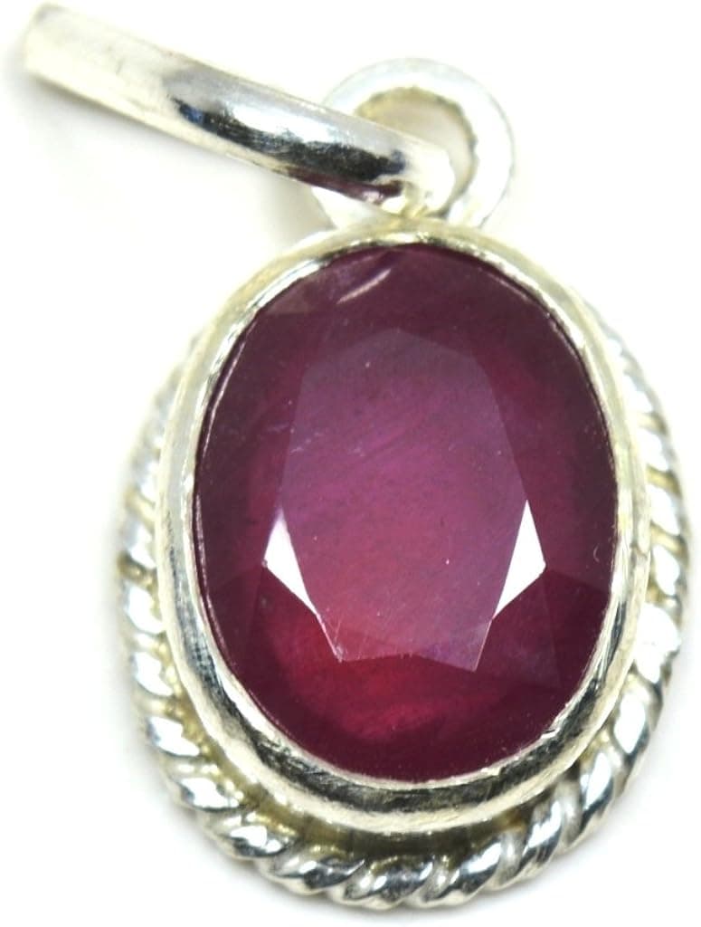Genuine Ruby Silver Pendant for Women 5 Carat Charms July Birthstone Chakra Healing Oval Astrological