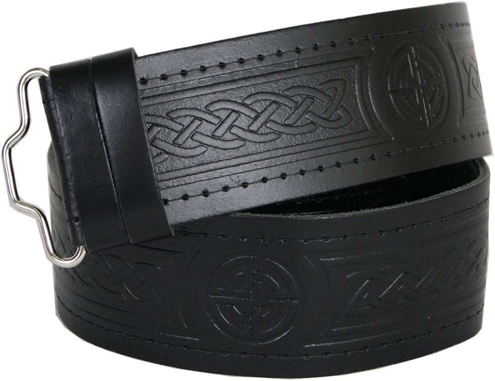USA Kilts Men's 2.25" Embossed Kilt Belt Fits Waist Sizes 28" to 57"