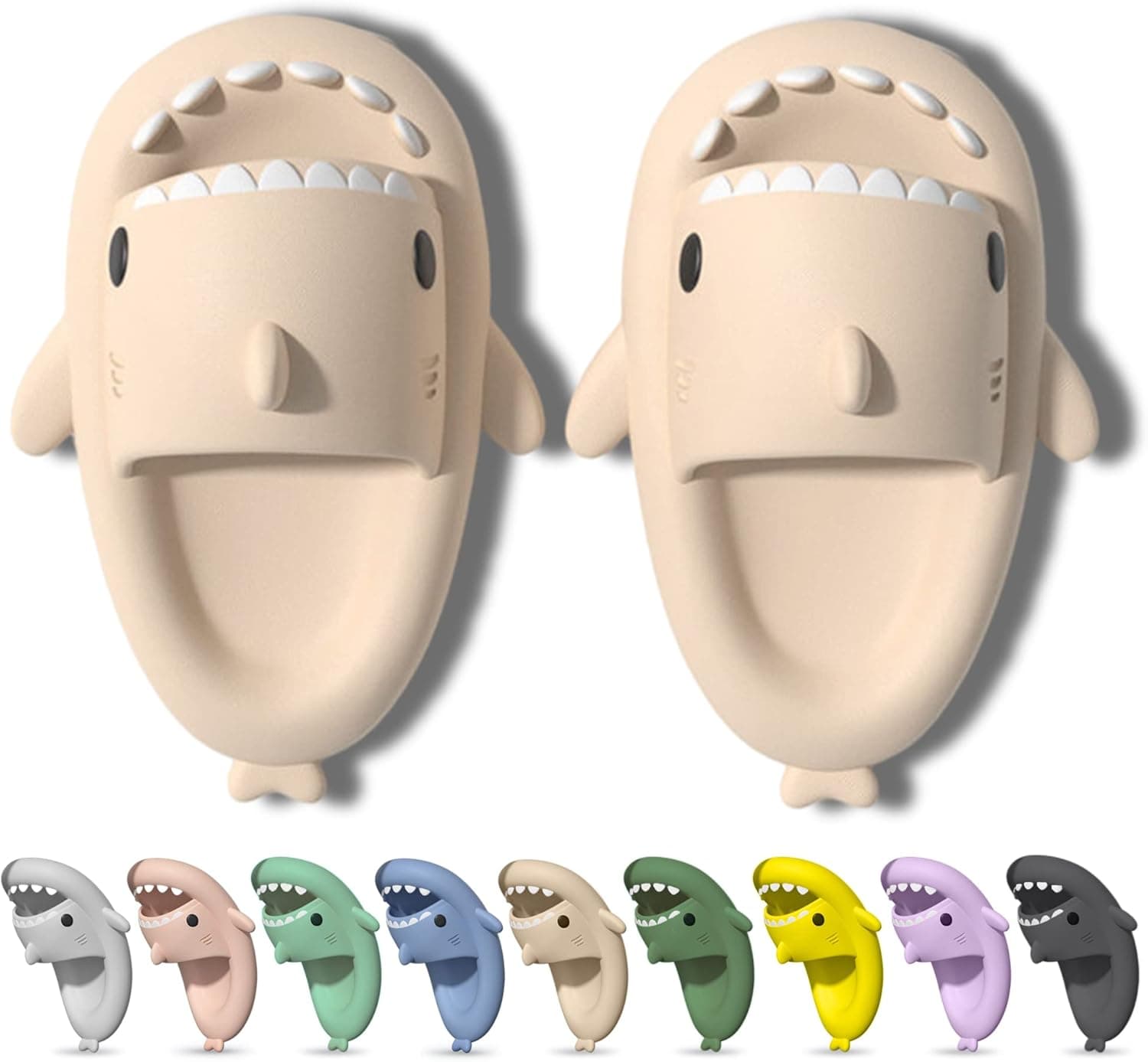 INNAPER Cute Shark Casual Slippers for Women Men Unisex Shark Cloud Slides Novelty open toe Summer Sandals Lightweight Anti-Slip Cloud Shower Shoes Couple Beach Slipper House slippers