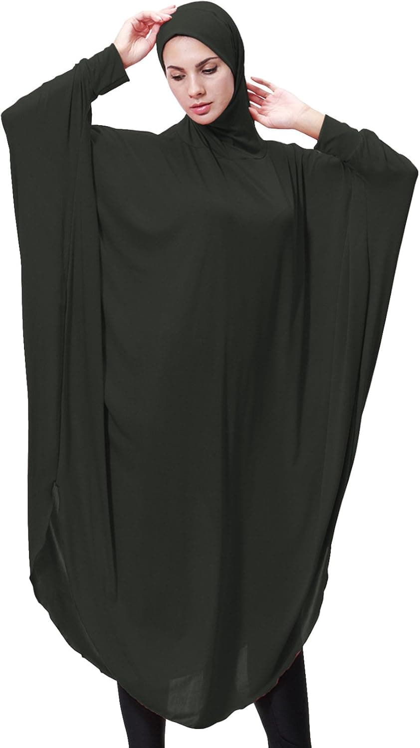 GladThink Womens Muslim Bat's-wing-sleeves Dress Hijab Two in One