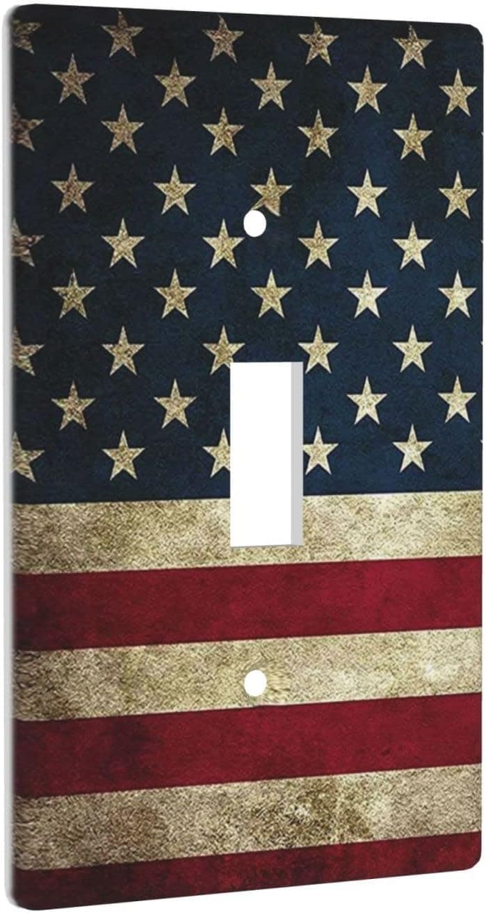 American flag Decorative Wall Plate Switch Plate Outlet Cover Single 1 Gang Toggle Light Switch Wall Plate Cover for Decor Room