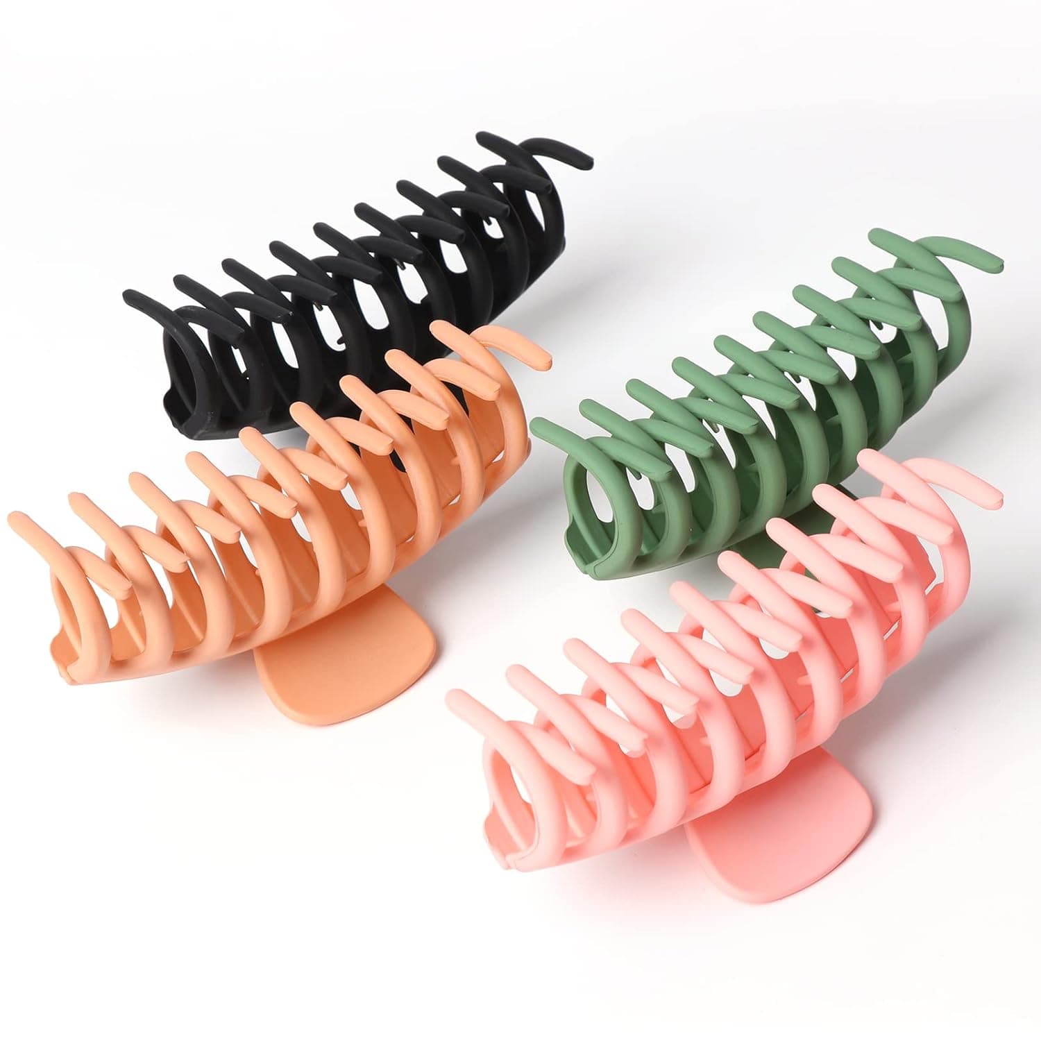 Yvnicll Hair Claw Clips for Thick Hair,Matte Nonslip Large Hair Clips, Hair Claw Clips Hair Accessories (Pink/Black/Orange/Green )