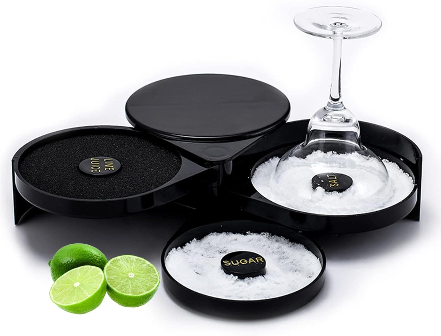 3-Tier Bar Glass Rimmers for Cocktail, Sugar Salt Rimmer