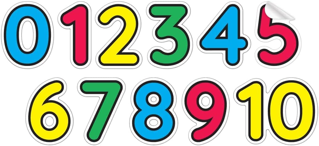 StikArt Number Decals for Preschool, Pre-K and Kindergarten Classrooms, 0-10, 3-inches H (11 Numbers)