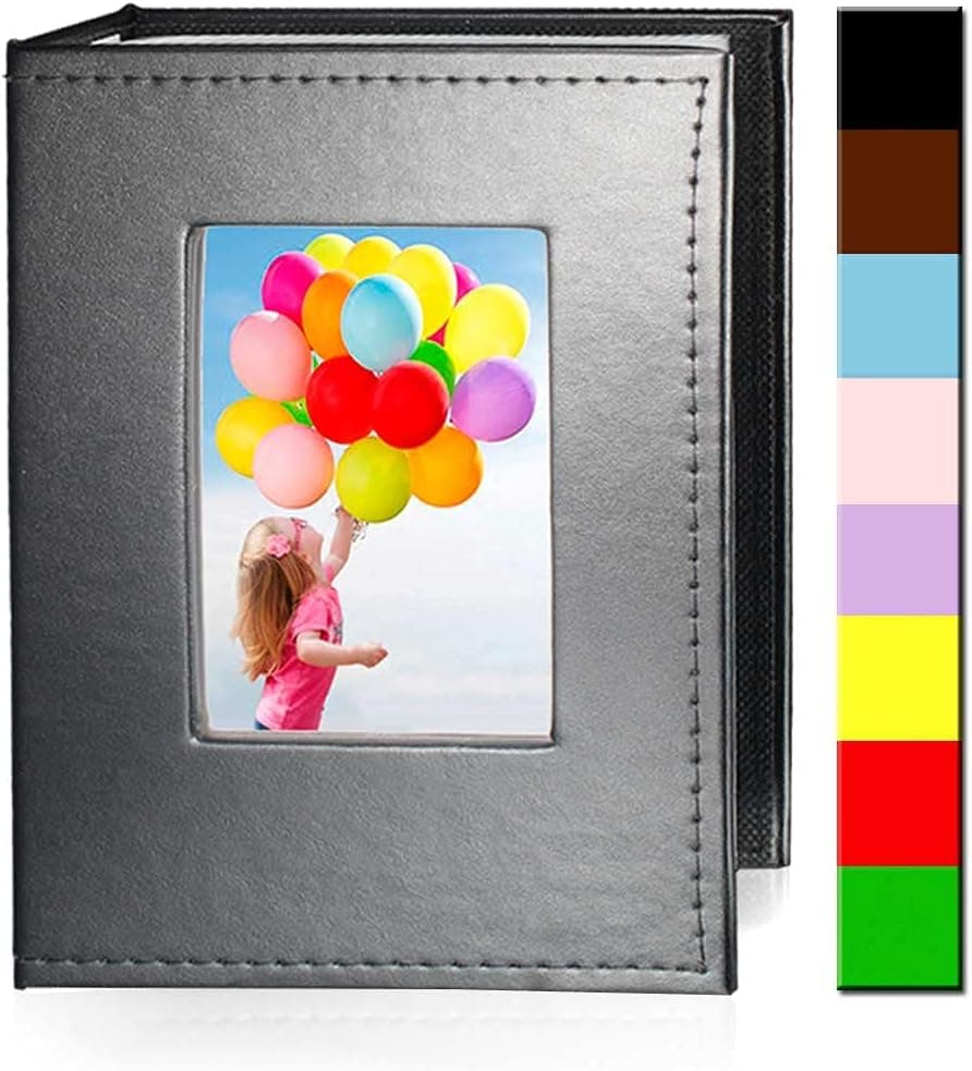 5x7 Small Photo Album 50 Photos - Simple Leather Hardcover with Front Display, 5x7 Photo Album Book for 5x7 Pictures, Artwork, Sketch, Drawings Storage, Black