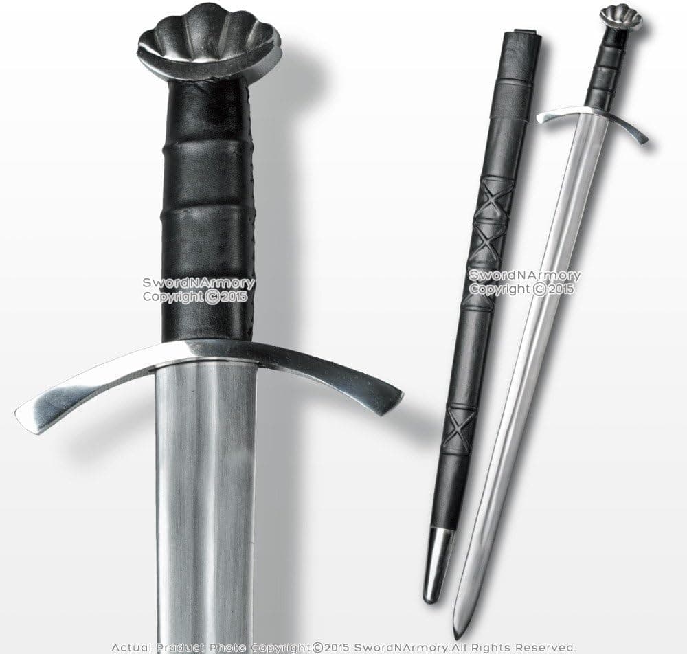 Medieval Gears Brand 40" Handmade Norseman Spatha Viking Sword with Steel Pommel Fitting Leather Scab