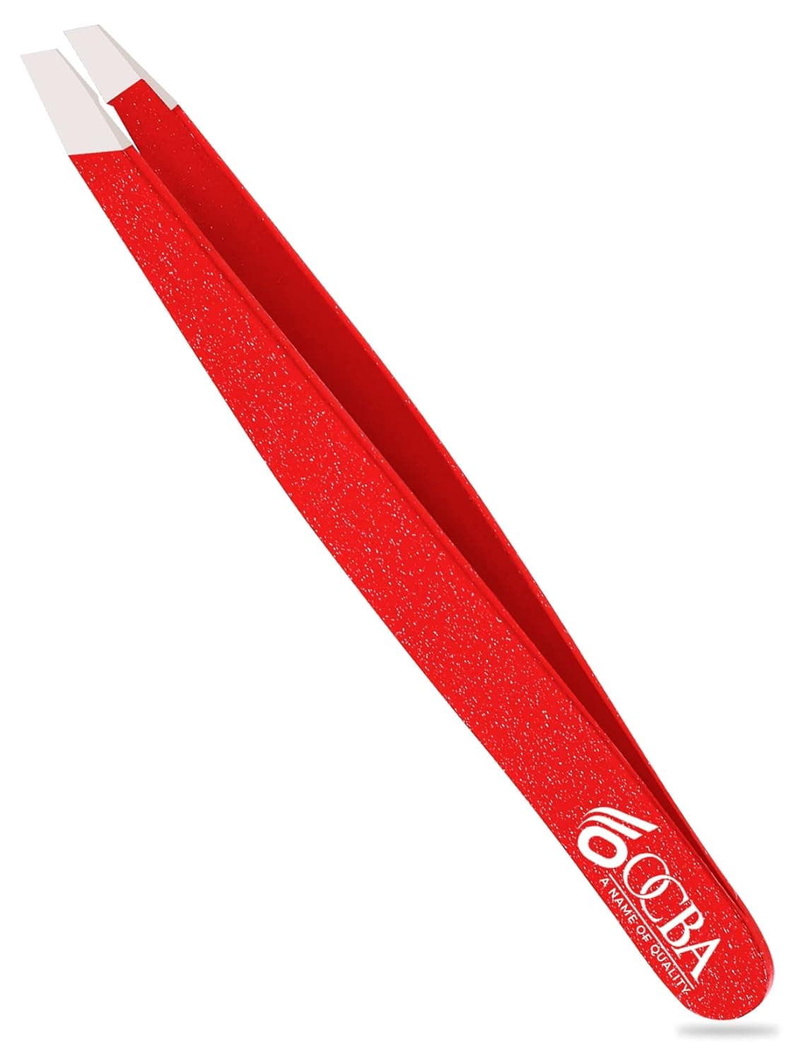 OCBA Slanted Professional Tweezers for Women Stainless Steel Eyebrow Tweezers Precision For Ingrown Hair Eyelash tweezers (Red)
