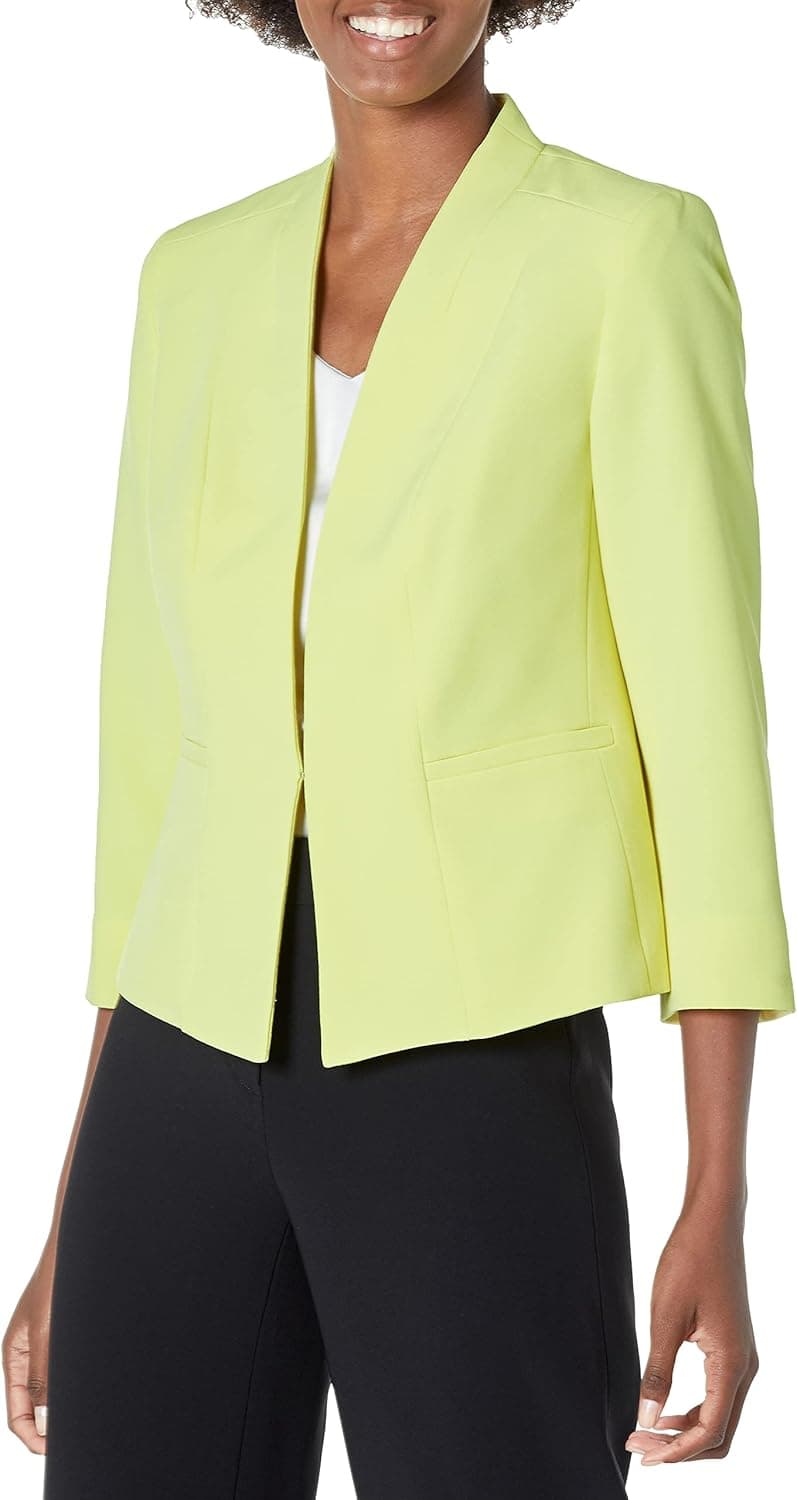 Kasper Women's Lapel Open Front Stretch Crepe Jacket