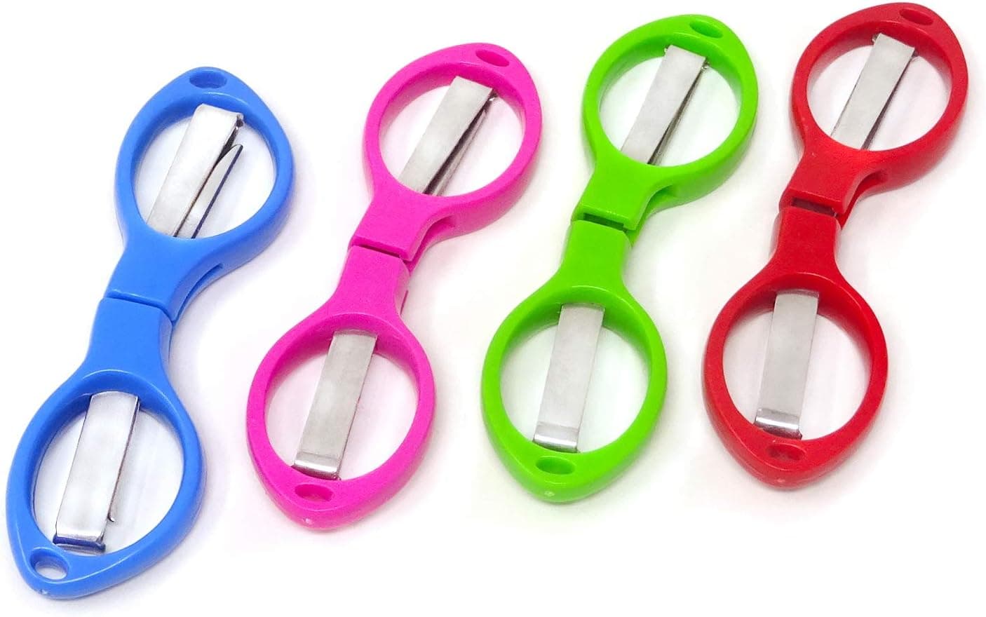 yueton 4pcs Colorful Plastic Handle Folding Safety Scissors