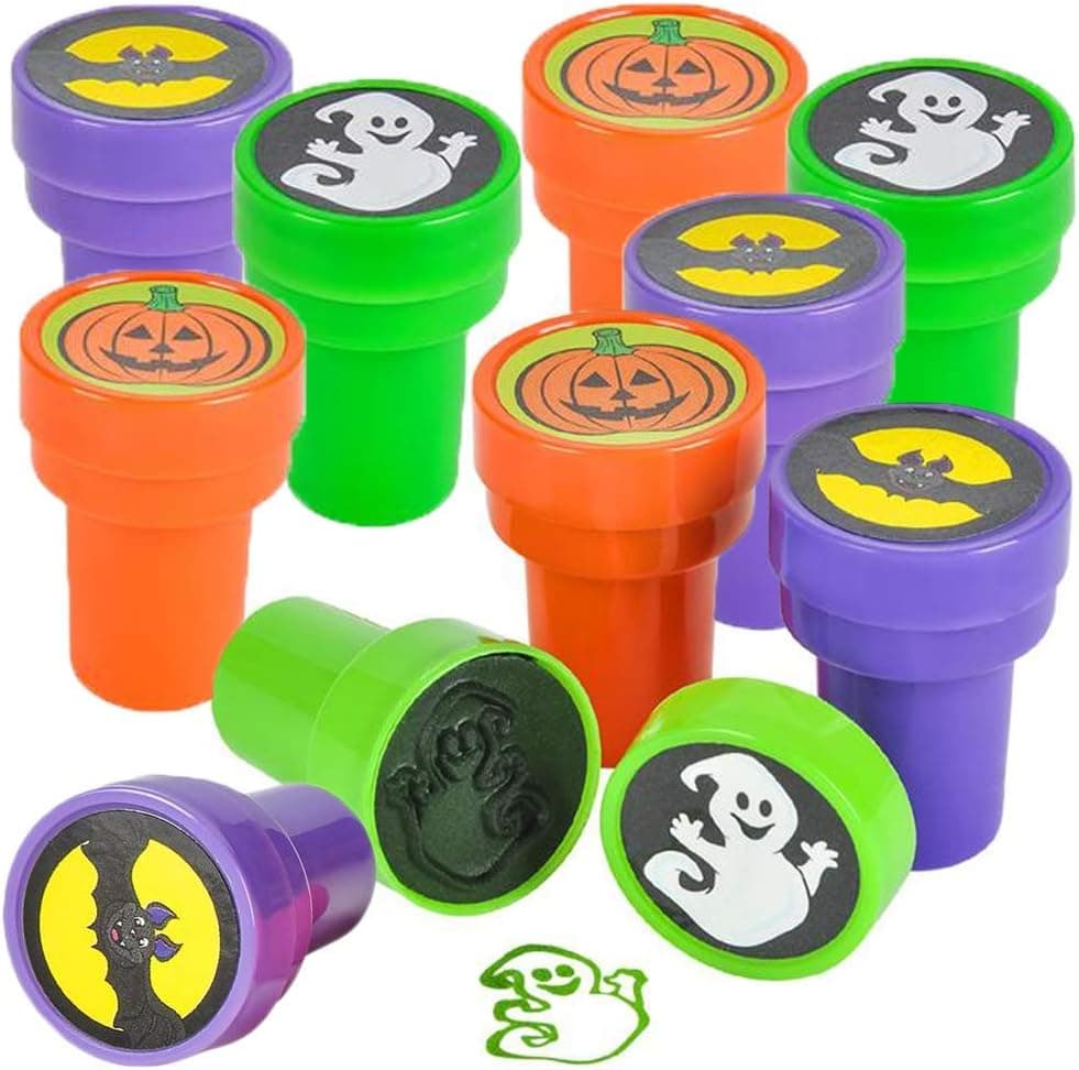 ArtCreativity Halloween Stampers for Kids, Pack of 24 Assorted Pre-Inked Stampers, Best for Halloween Party Favors, Goodie Bag Fillers, Non-Candy Halloween Treats, Trick or Treat Supplies