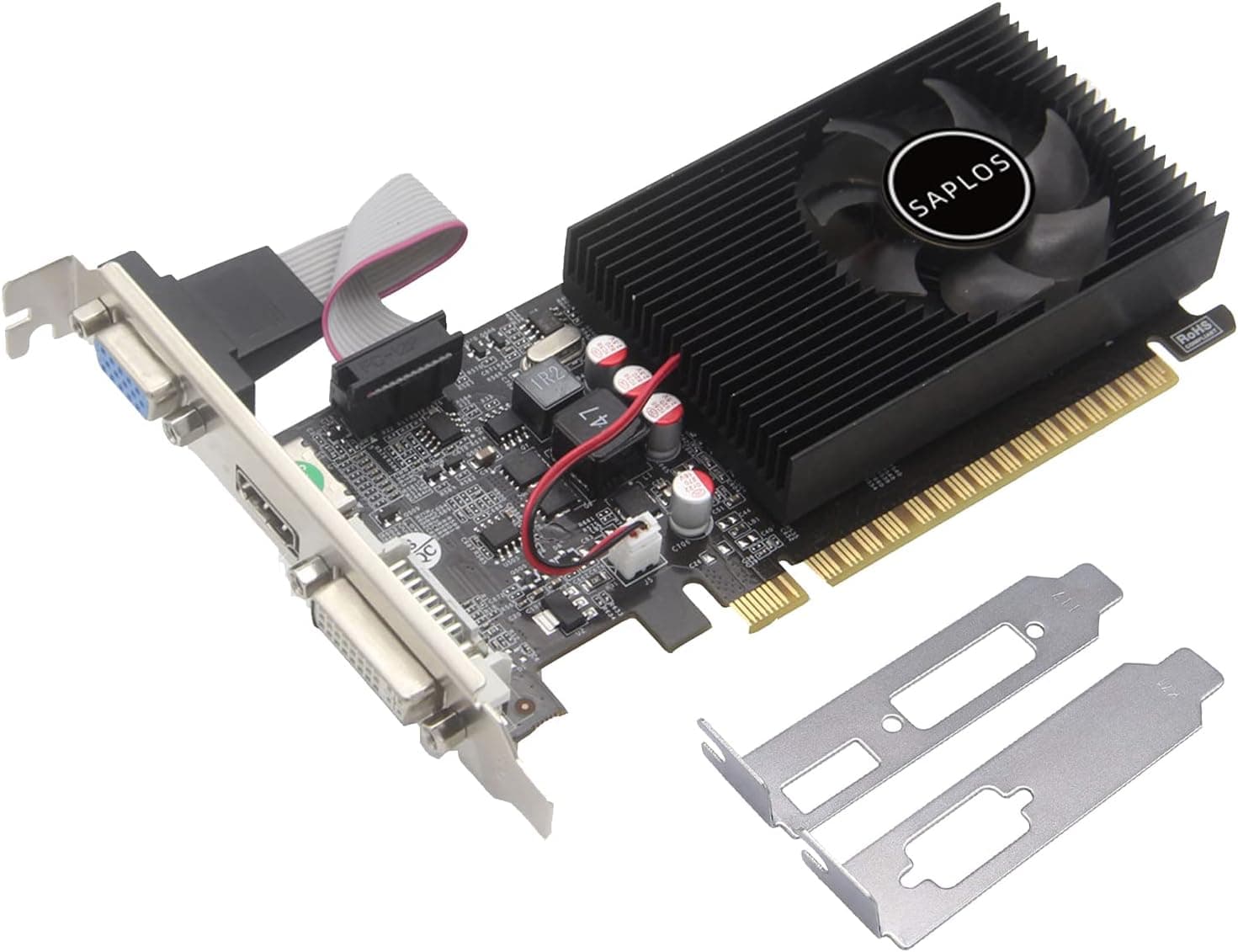 QTHREE SAPLOS NVIDIA GT 730 Computer Graphics Card,2GB,DDR3,64-Bits,DVI-I/HDMI/VGA,Low Profile,Desktop Video Card for PC Gaming,Computer GPU,PCI Express 2.0 x8,DirectX 12,3 Monitors Support
