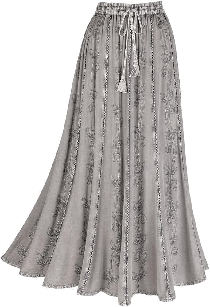 Women's Over-Dyed Maxi Skirt - Elastic Waistband - 33" Long - Gray - 2X