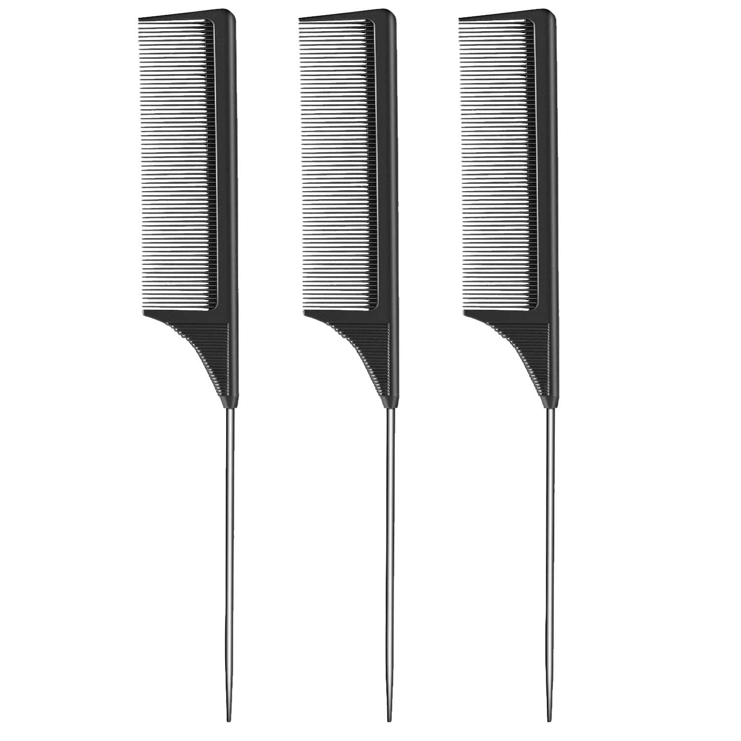 Hair Comb- NIUTA Professional Hairdressing Carbon Fibre Comb, Master Barber and Salon Comb, Anti Static, Heat Resistant, Strong & Durable, Medium and Fine Tooth in Black (3 Pack)