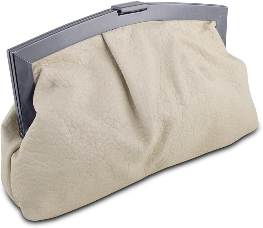 Mad Style Pewter Gunmetal Clutch - Cream