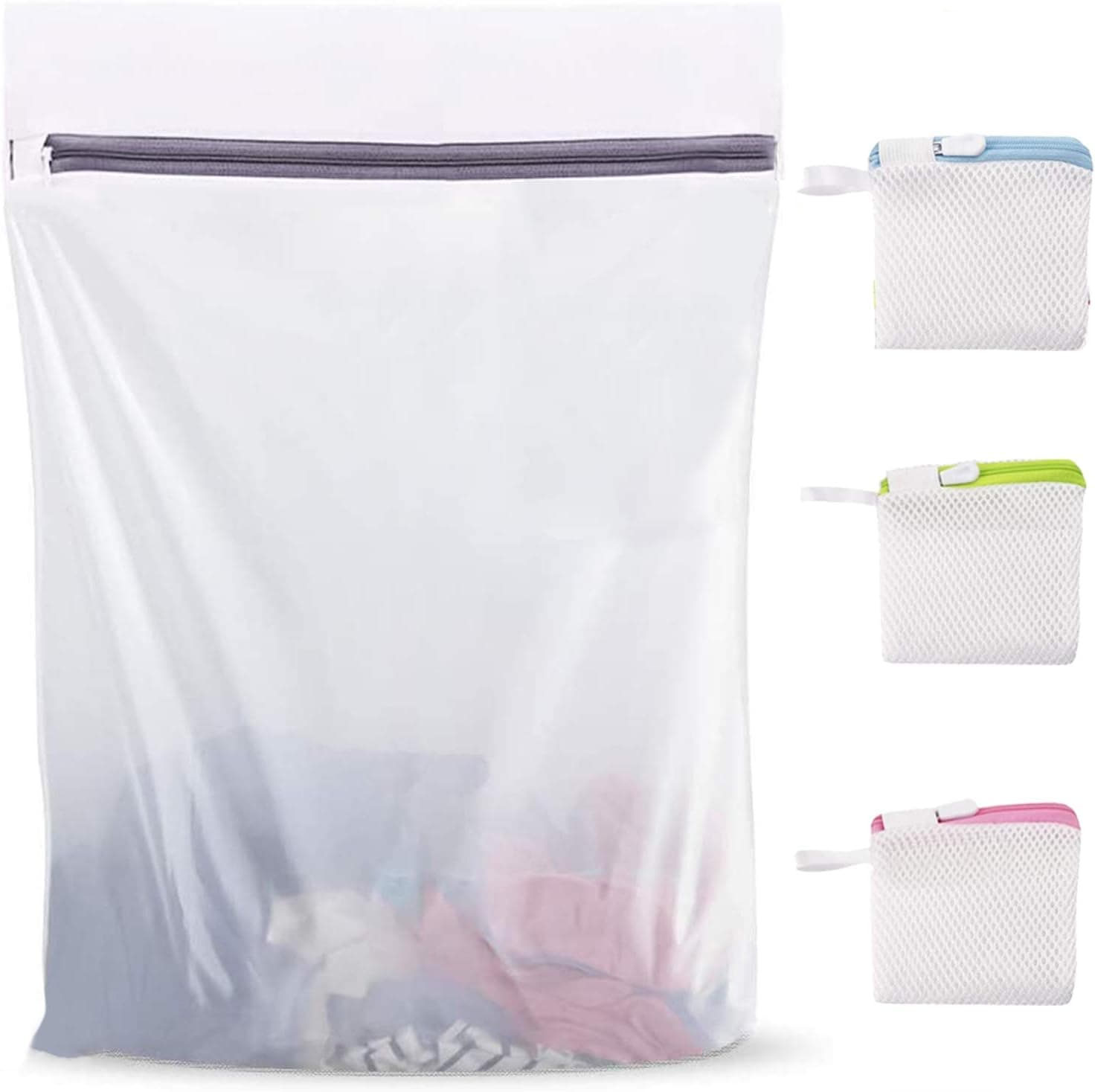 Large Laundry Bags, Tomoda 36” x 44” Extra Large Mesh Laundry Bags with 3 Small Laundry Bags for Washing Machine, Heavy Duty Zipper Wash Bags for Quilts/Sheets/Winter Coats