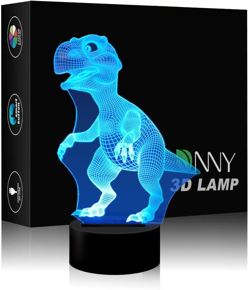 Dinosaur 3D Illusion LED Night Lamp Desk Lamp 3D Optical Illusion Visualization LED Night Lights Table Lamp 7 Colors 3D Illusion Lights Multicolored USB Power for Living Bed Room Bar Best Gift Toys