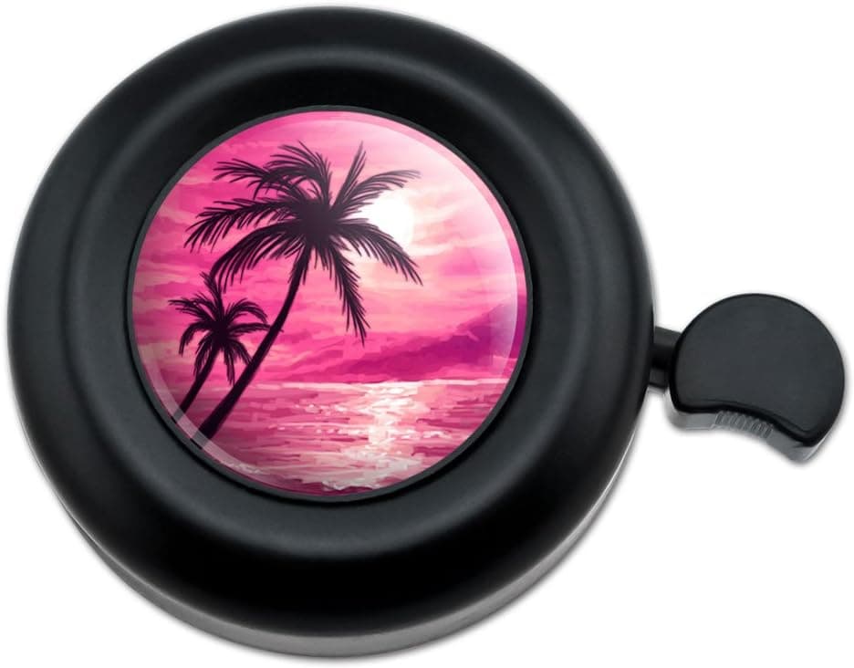 Graphics and More Sunset Beach Palm Tree Hawaii Paradise Pink Bicycle Handlebar Bike Bell