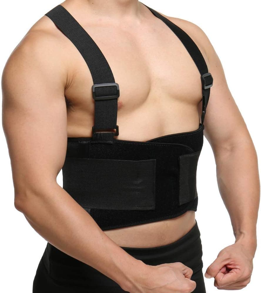 CROSS1946 Work Back Brace,Lumbar Support with Adjustable Suspenders for Industrial Work, Weightlifting,Back Pain Relife,Heavy Lifting Safety,Men &Women
