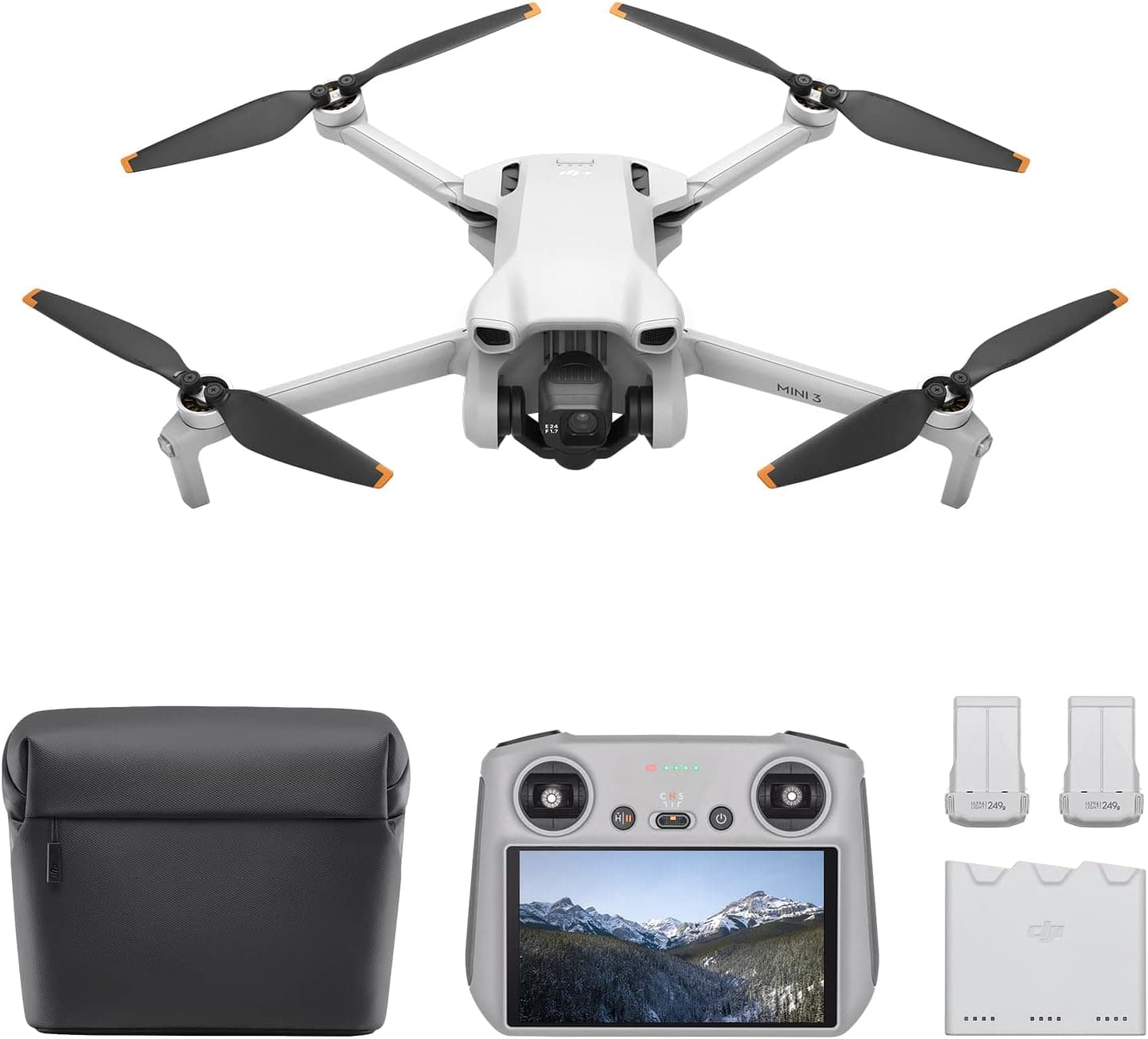 DJI Mini 3 Fly More Combo (DJI RC) - Lightweight and Foldable Mini Camera Drone with 4K HDR Video, 38-min Flight Time, True Vertical Shooting, and Intelligent Features
