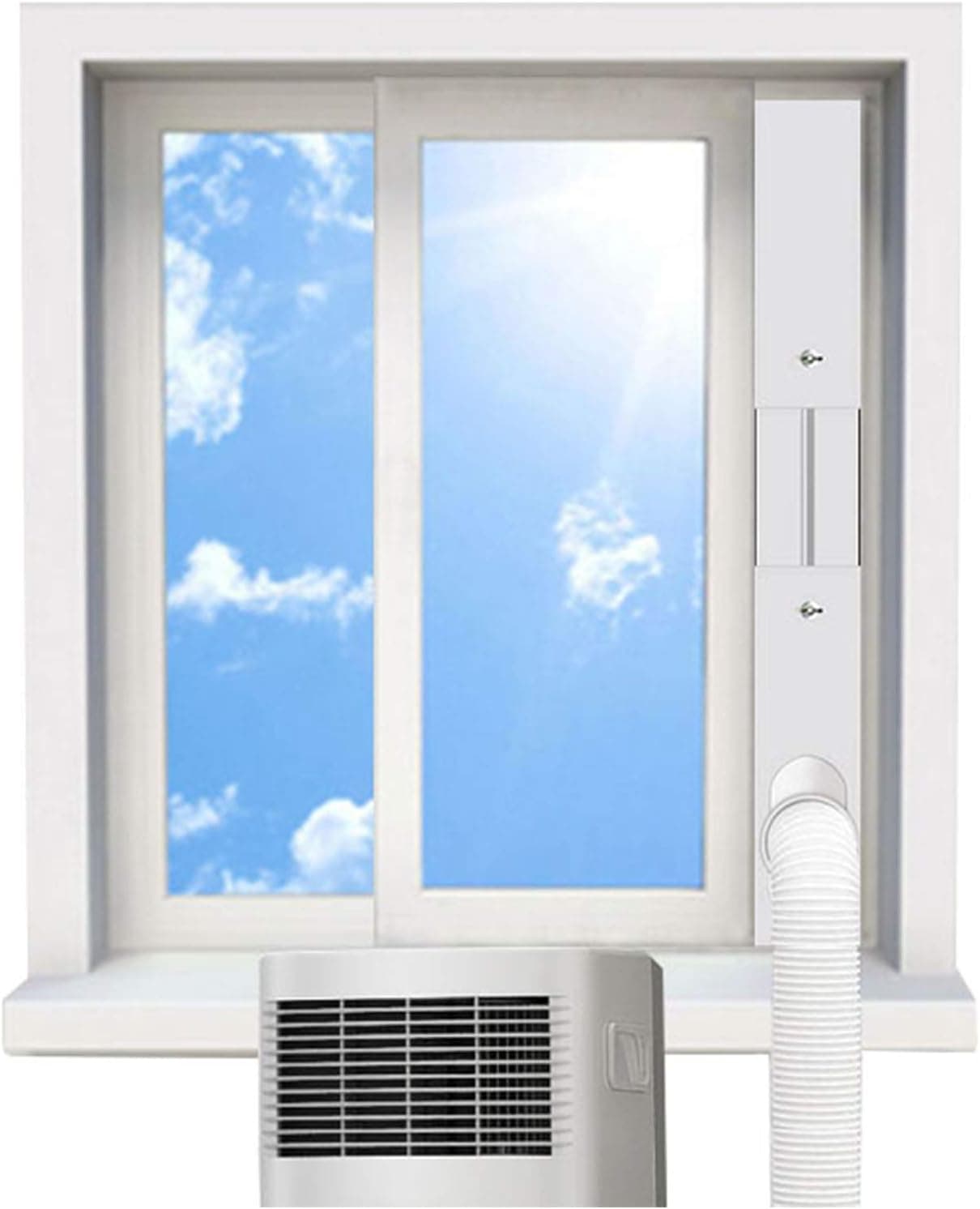 Portable Air Conditioner Window Seal Kit, Adjustable Length Window Slide Kit Plate for Portable AC Hose with 5.1" Diameter