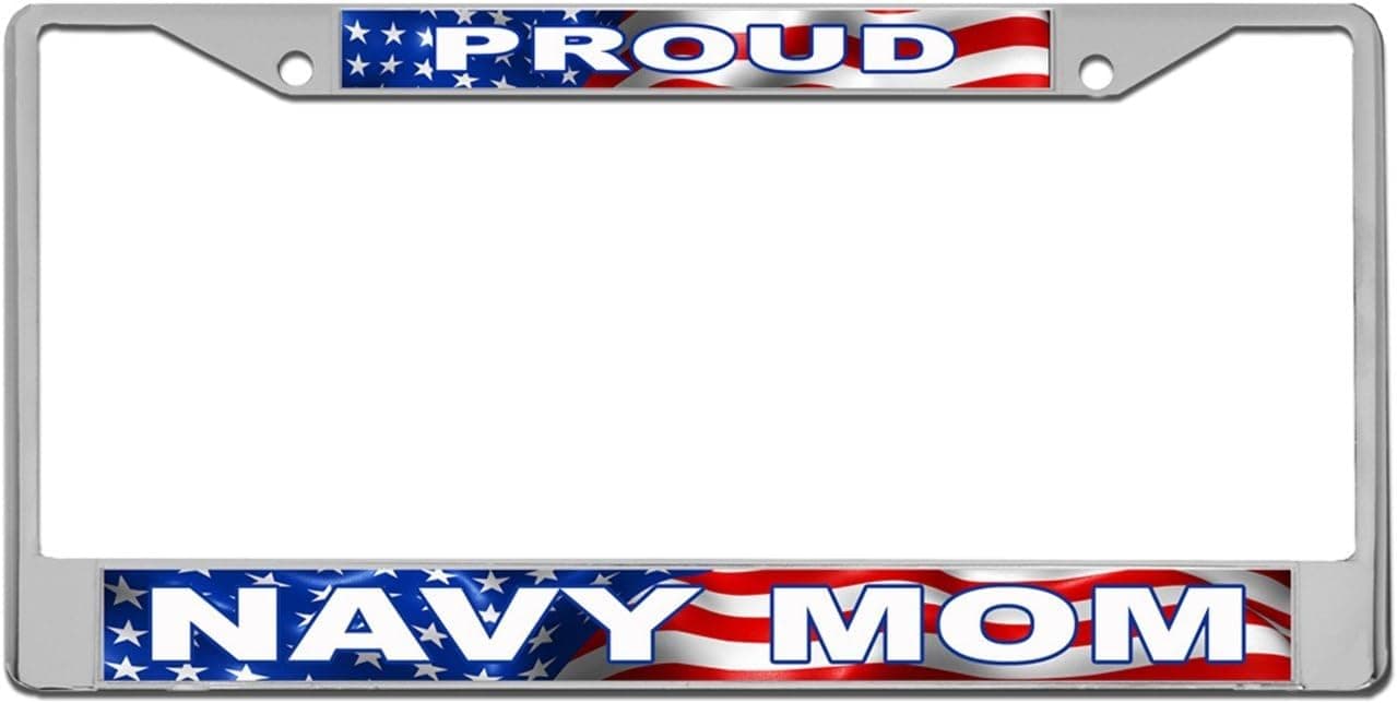 Redeye Laserworks Proud - Navy Mom Custom License Plate Metal Frame from