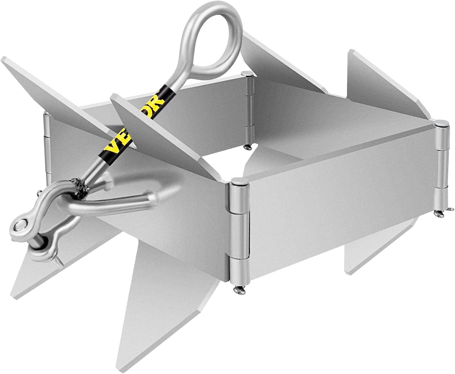 VEVOR Box Anchor for Boats, Fold and Hold Anchor, Galvanized Steel Cube Anchor, Heavy Duty Box Anchor, Box Anchor for Pontoon Boats with Folding Design for Offshore Anchoring