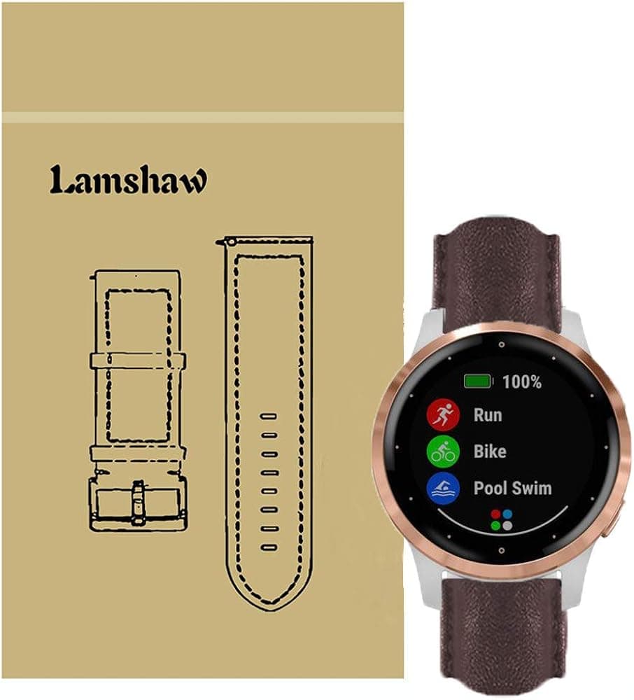Compatible for Garmin vivoactive 4S Bands, Blueshaw Leather Strap Replacement Band Compatible for Garmin vívoactive 4S (40mm) Smartwatch (Brown)