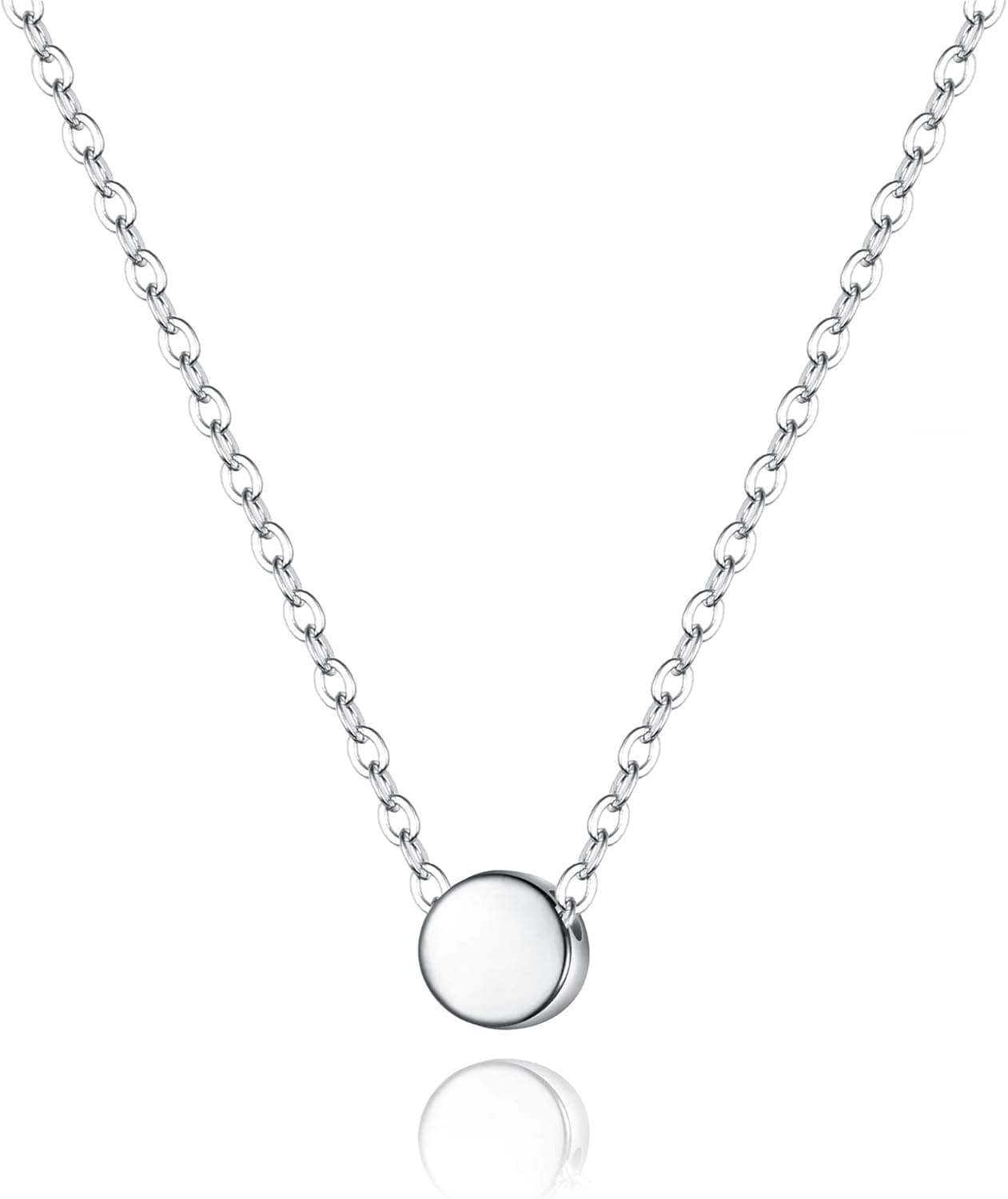 BriLove Gifts for Mom Women's 925 Sterling Silver Dainty Tiny Dot Necklace Round Circle Pendant Choker Necklacefor Mothers Day/Valentines Day/Birthday/Christmas/Anniversary