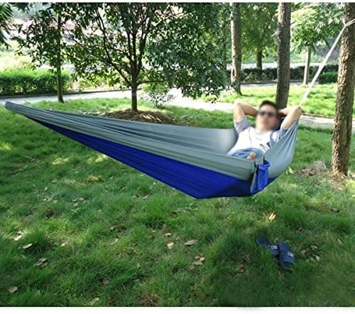 Enjoydeal Portable Parachute Nylon Fabric Travel Camping Hammock (Blue&Grey)