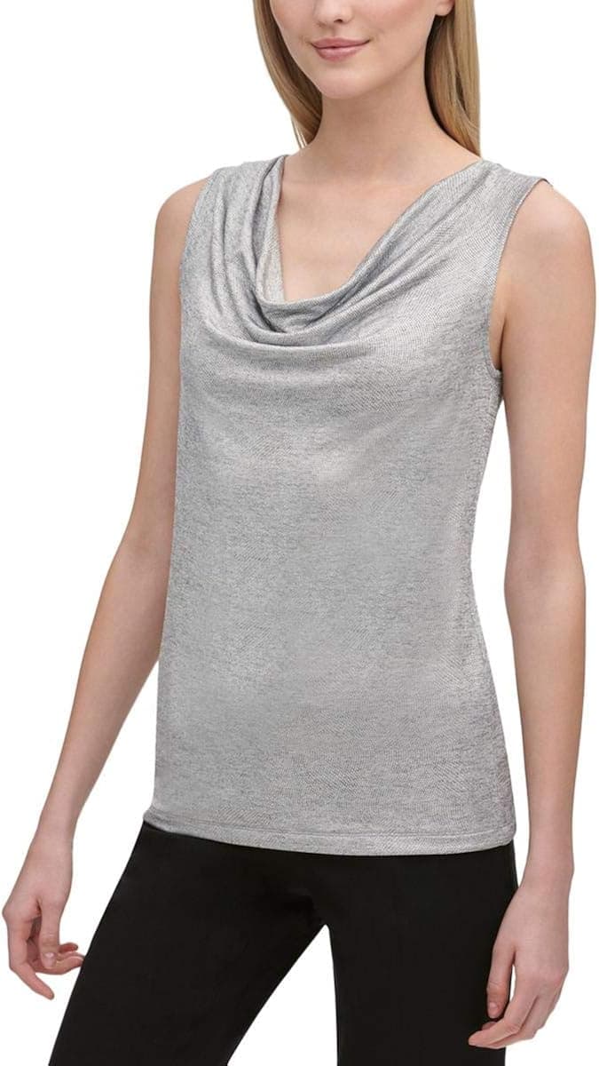 Calvin Klein Women's Foil Drape Front Top