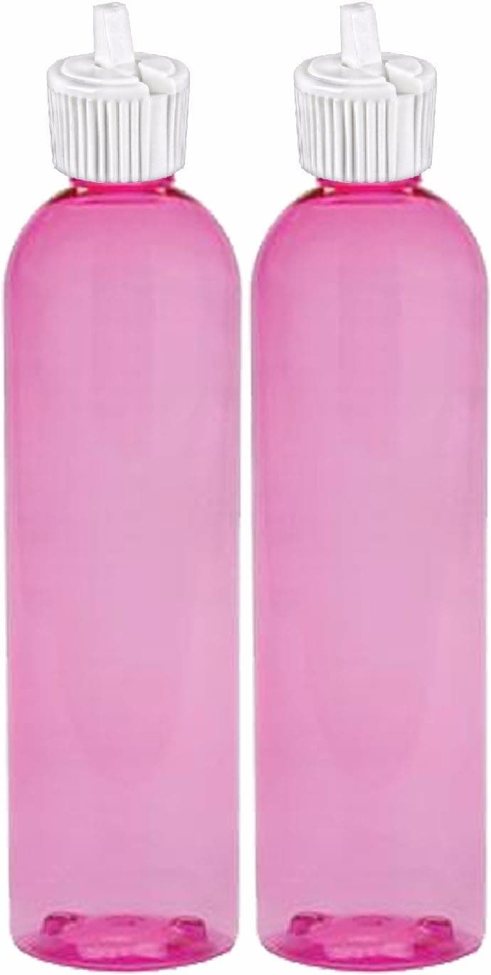 MoYo Natural Labs 8 oz Travel Bottles Turret Spout Empty Travel Containers Liquid Bottle with BPA Free PET Plastic Squeezable Toiletry/Cosmetic Bottles (Pack of 2, Pink)