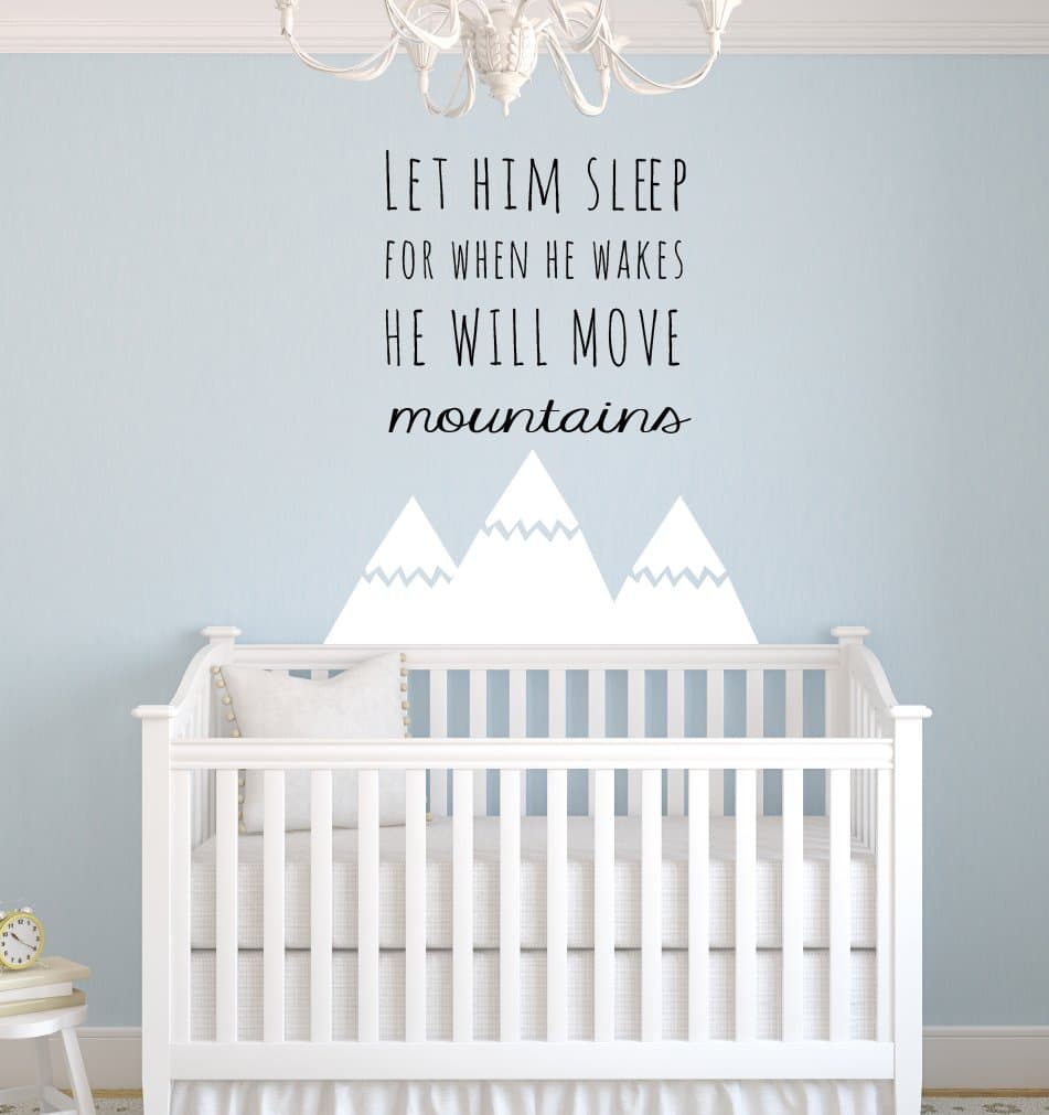 Let Him Sleep for When He Wakes Wall Decals Quote - Nursery Wall Decal - Nursery Room Decor - Baby Room Decor (30Wx35H)