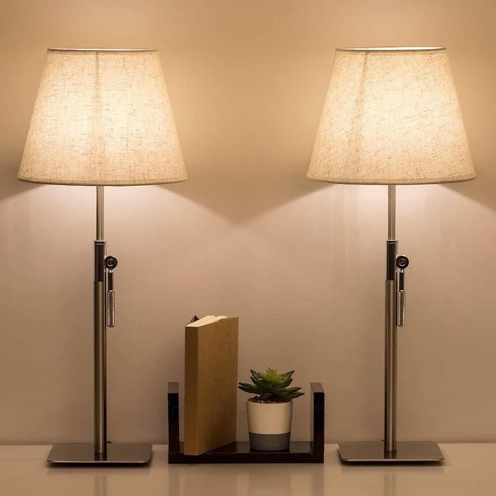 MOOACE Bedside Lamps Set of 2,Lamps for bedrooms,Modern Table Lamps,Minimalist Desk Lamps Fabric Shade for Room Bedroom Offic