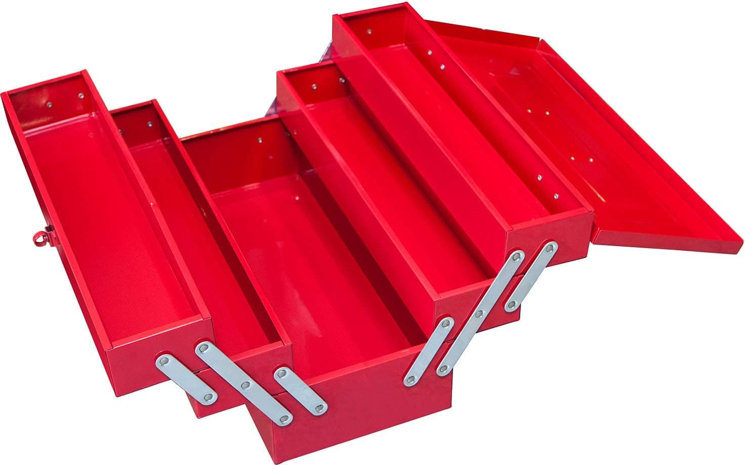 BIG RED Torin ATB122R 18" Cantilever Style Portable Steel Tool Box with Trays and Metal Latch Closure, Red