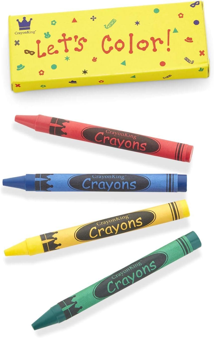 CrayonKing 500 Sets of 4-Packs in a Box (2,000 total bulk Crayons) Restaurants, Party Favors, Birthdays, School Teachers & Kids Coloring Non-Toxic Crayons