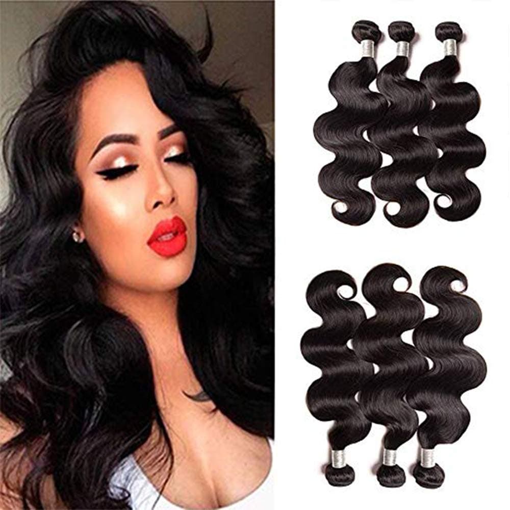 A2ZWIG 9A Unprocessed Brazilian Virgin Human Hair Bundles Body Wave Remy Human Hair Extensions Weaves Wefts 3 Bundles 300 Grams (8 8 8 Inch)