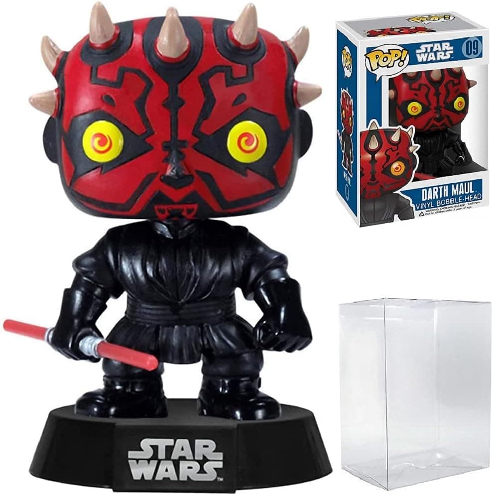 POP Star Wars: The Phantom Menace - Darth Maul [Orig Blue Box Art] Funko Pop Vinyl Figure (Bundled with Compatible Pop Box Protector Case), Multicolored, 3.75 inches