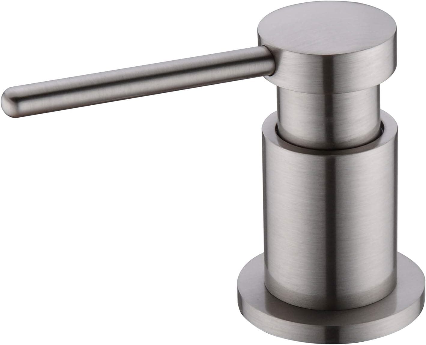 UEKPOE Soap Dispenser for Kitchen Sink, Solid Brass Hand Soap Dispenser with 11oz Transparent Bottle, Brushed Nickel