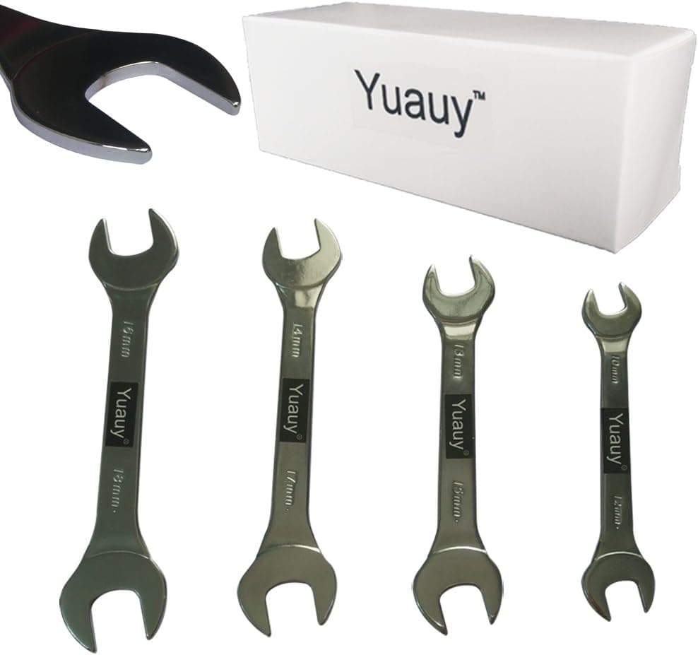 Yuauy (3mm thick) 4 PCs Double Ended 10 mm to 18mm Cone Wrench Bike Bicycle Spanner Cycling Tool Kit Multi Set Chromeplated Much Stronger