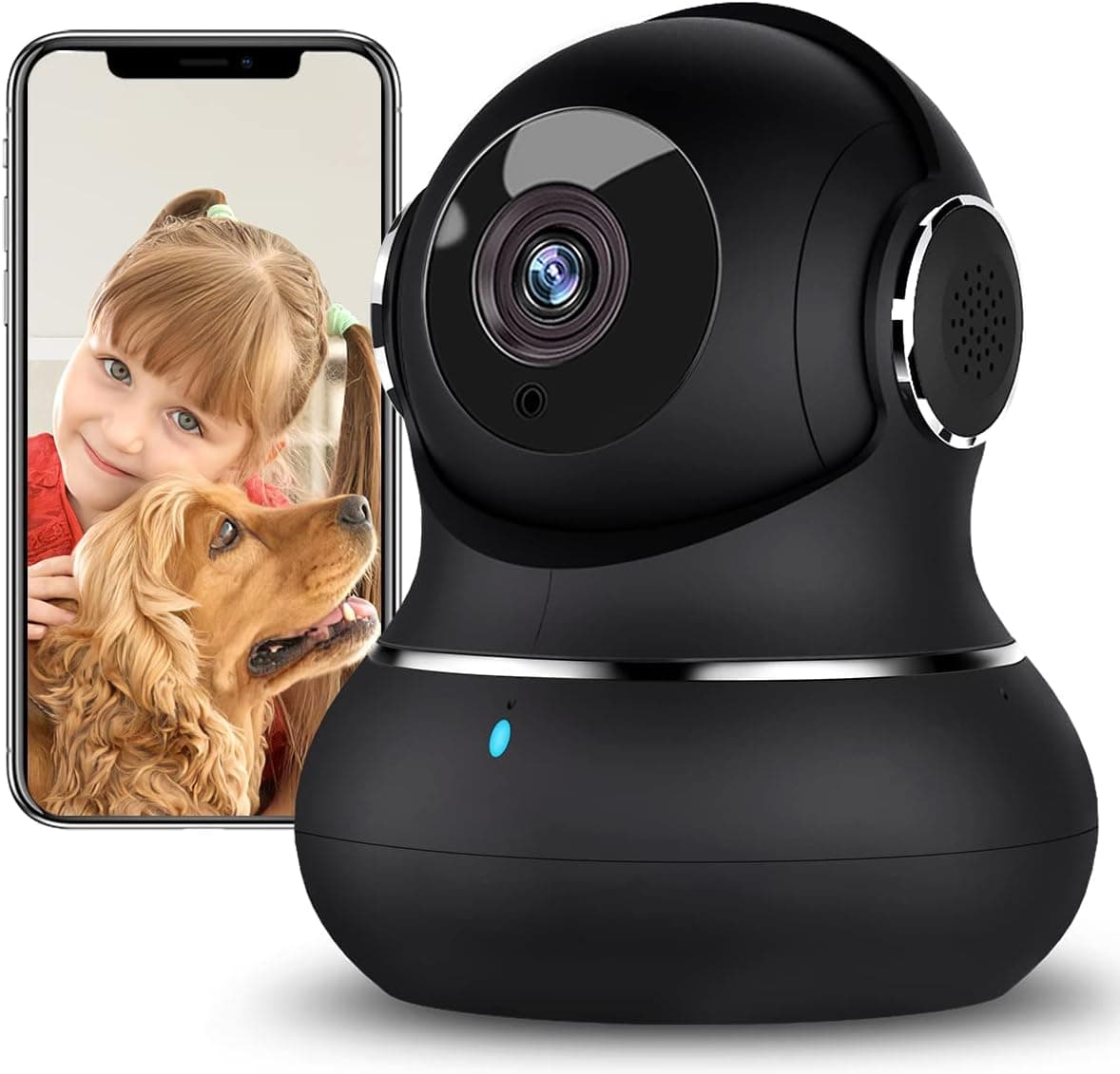 DJHH Indoor Security Camera 1080P [2022 New] WiFi Camera for Home Security-2.4Ghz Dog Camera with Phone App for Pet/Baby,Nanny Cam with Night Vision/2 Way Audio/Motion Tracking