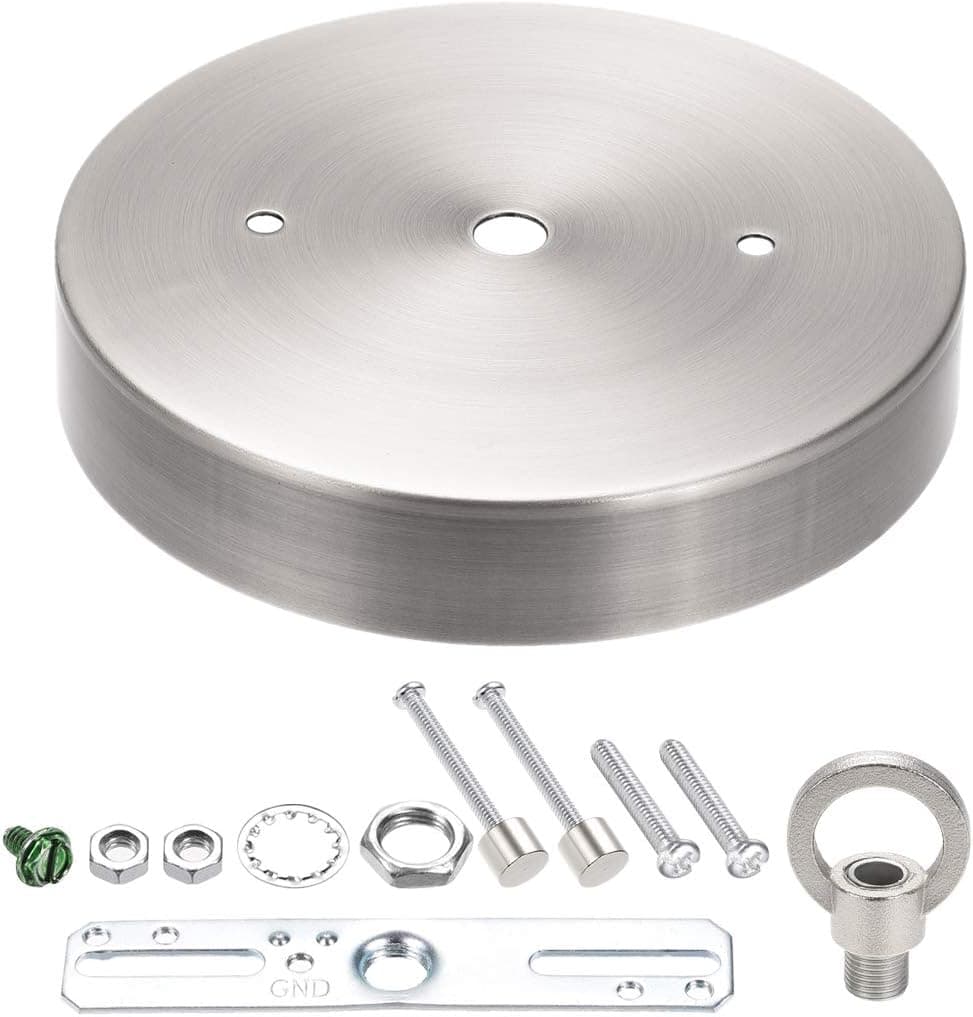 uxcell Ceiling Canopy Light Kit Pendant Lighting Plate with Loop 5-1/8 Inch 130mm Brushed Nickel 2Pcs