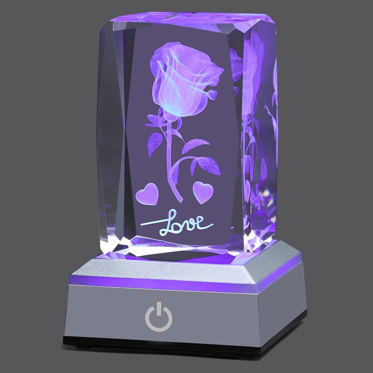hochance 3D Rose Crysatl I Love You Multicolor Nightlight,Mothers Day Gifts Ideas for Mom Wife from Daughter Husband,Valentines Anniversary Birthday Presents for Girlfriend Couple Her