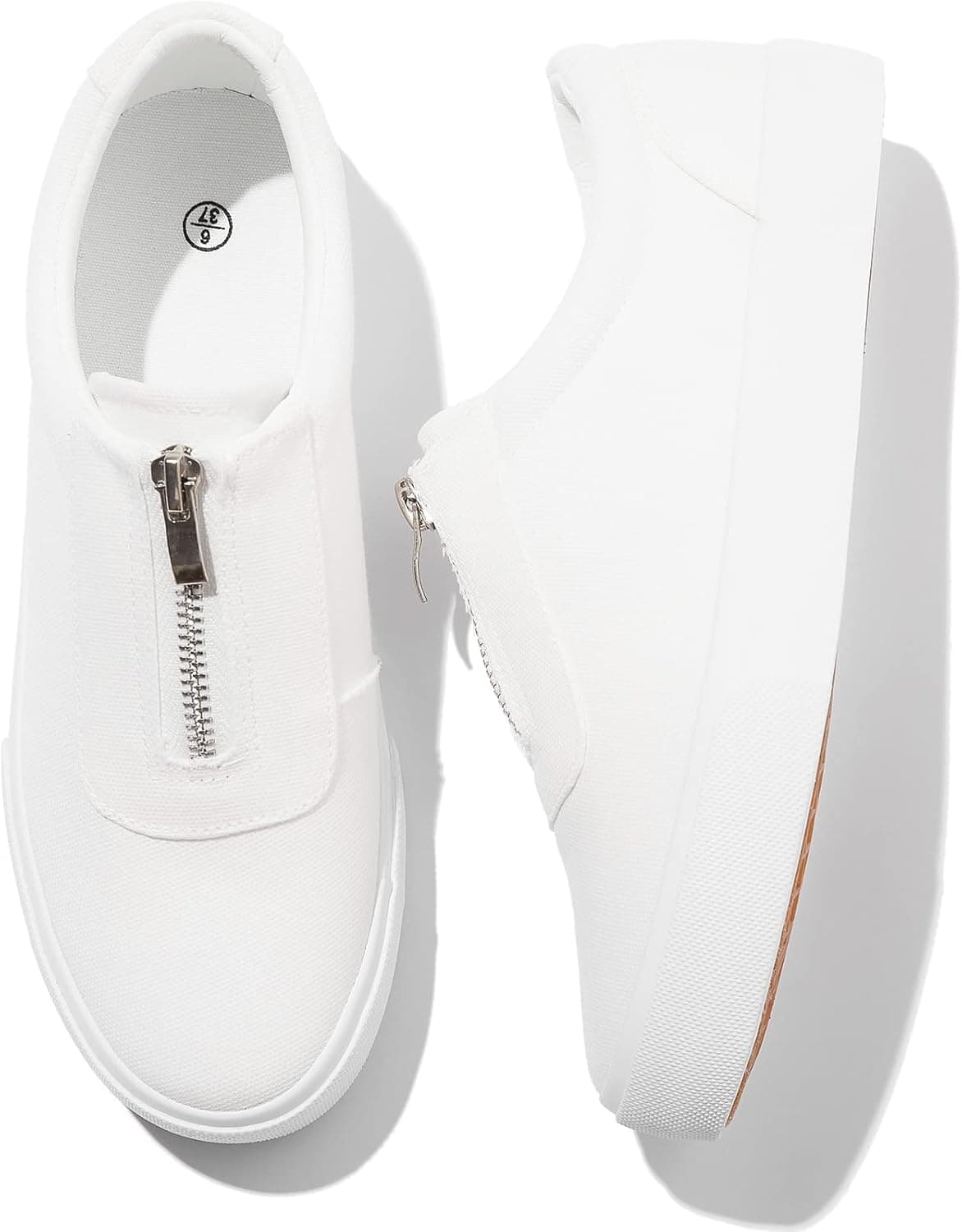 Adokoo Women's Fashion Sneakers PU Leather Casual Shoes White Tennis Shoes