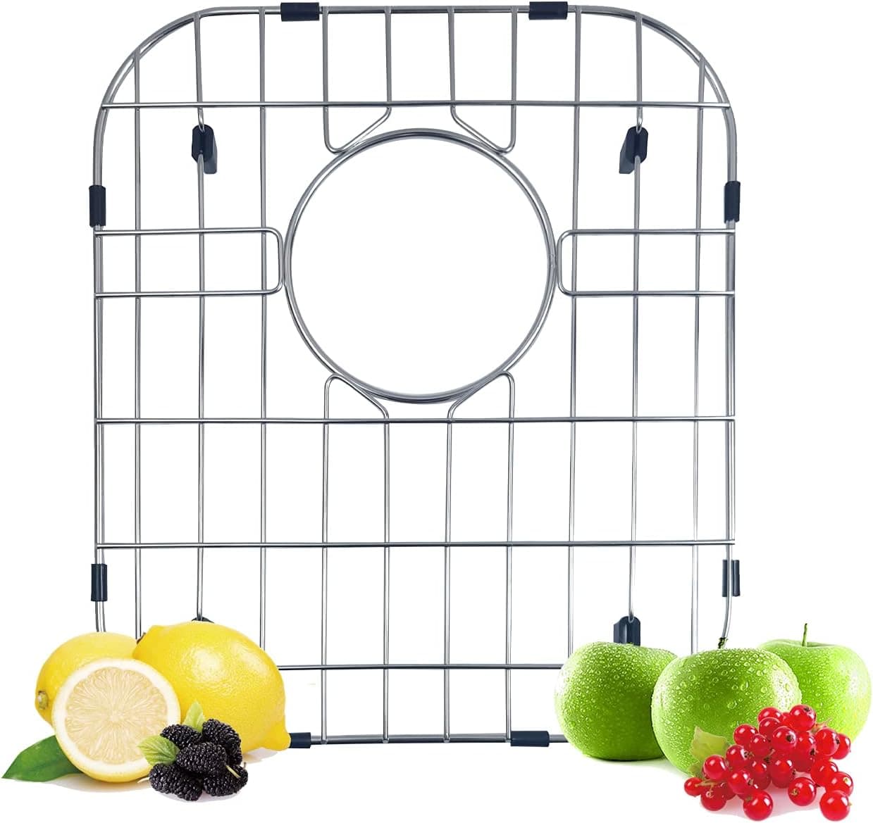 LYFLY Kitchen Sink Grid, Stainless Steel sink protector, sink rack, Sink Mat, kitchen sink protector, 14.5X12.6 inches with Rear Drain for Sink