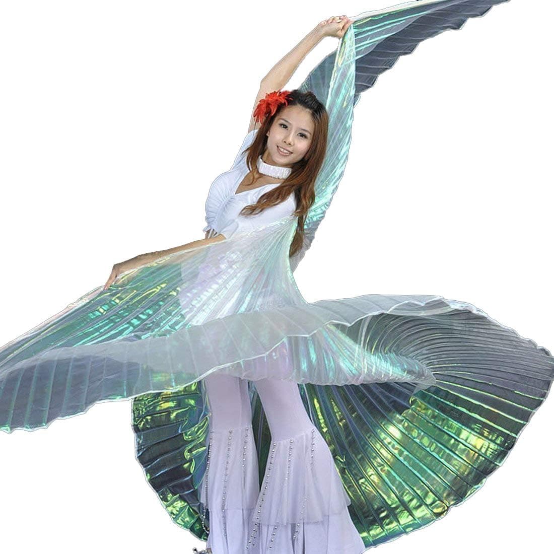 Calcifer ® Egyptian Egypt Belly Dance Wings Isis Wings Costume Gift for Big Party Christmas (Multicolor&Transparent White)