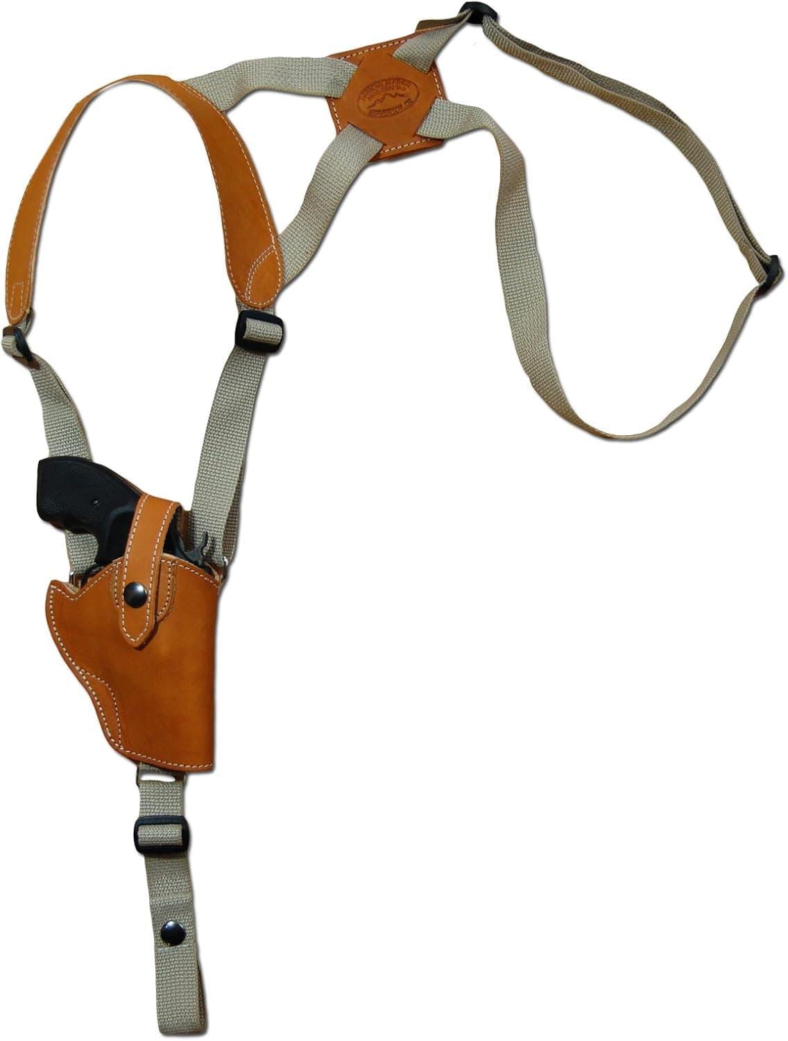 Barsony New Saddle Tan Leather Vertical Cross Harness Shoulder Holster for 2-3" Snub Nose Revolvers